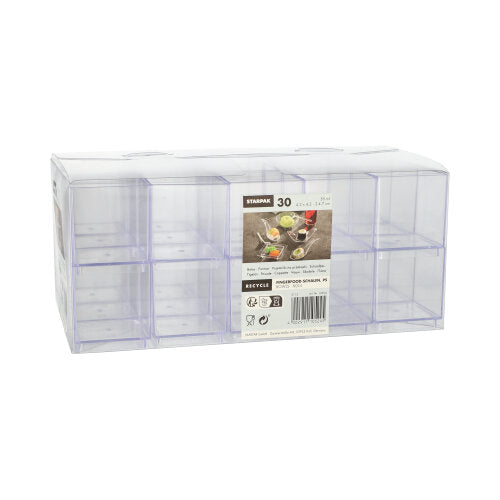Pack 30 Fingerfood bowls square 55ml 4.7x4.2x4.2cm crystal clear