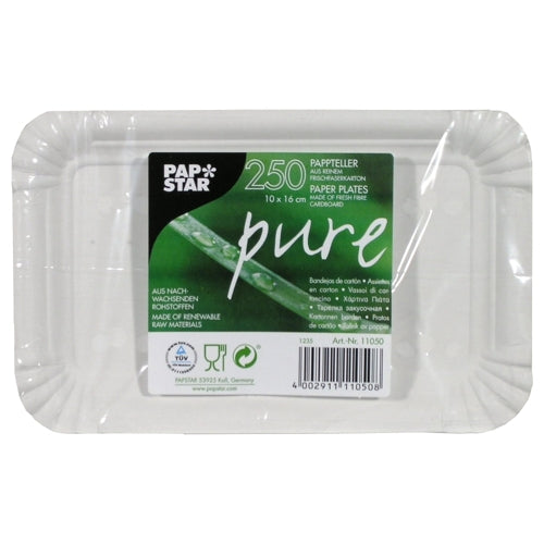 Pack 250 Paper plates square 10x16cm