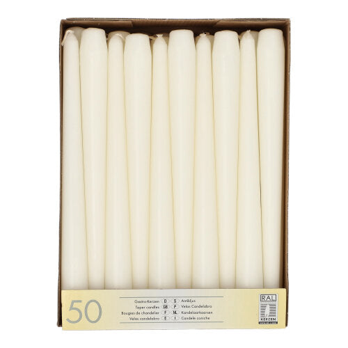 Pack 50 Taper candles Ø 2.2 cm · 25 cm (10 inch)
