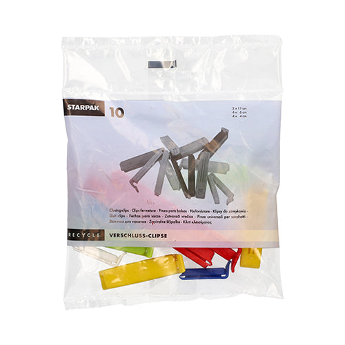 Pack 10 Closing-clips assorted colours