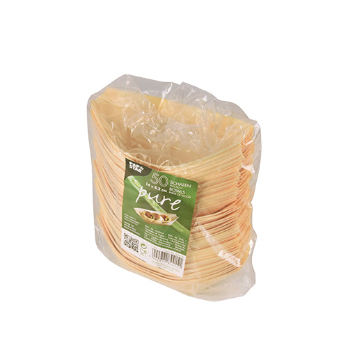 Pack 50 Fingerfood wood bowls 14x8.2cm 'Boat'