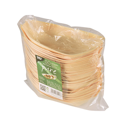 Pack 50 Fingerfood wood bowls 16.5x8.5cm 'Boat'