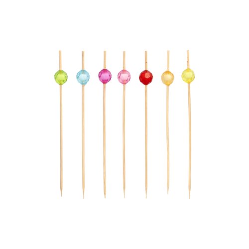 Pack 100 Fingerfood Assorted Colour Pearl Picks 12cm