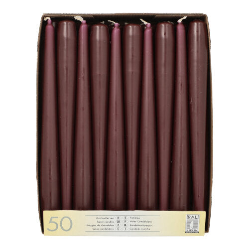 Pack 50 Taper candles Ø 2.2 cm · 25 cm (10 inch)