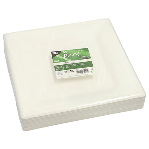 Pack 50 Sugarcane Plates 26 x 26cm