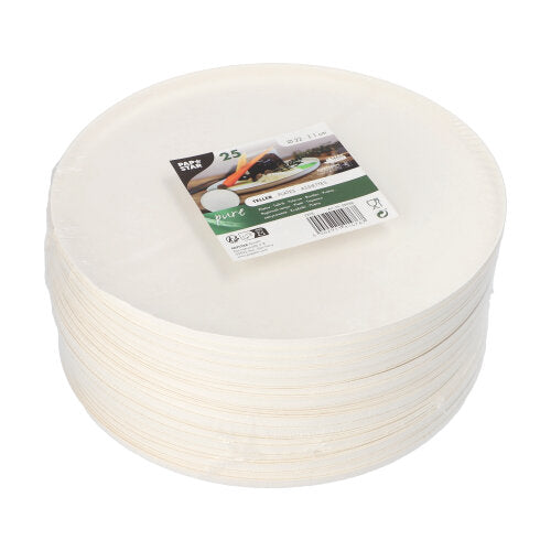 Pack 25 Sugarcane plates round 22x1cm 'Cella'