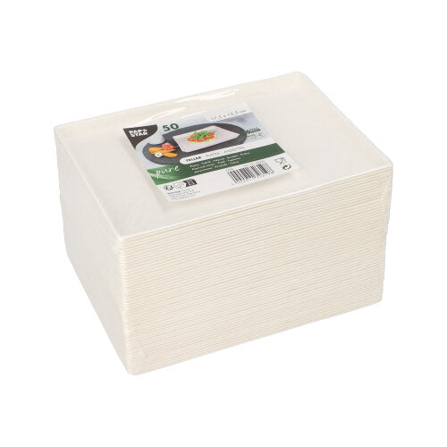 Pack 50 Sugarcane plates square 17.5 x 12.5 x 1cm 'Cella'