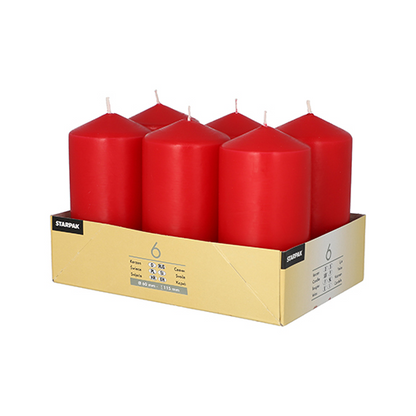 Pack 6 Pillar candles Ø 60 mm · 115 mm