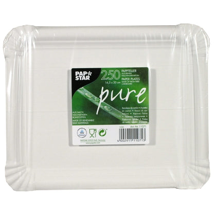 Pack 250 Plates, Paper "pure" square 16,5 cm x 20 cm white