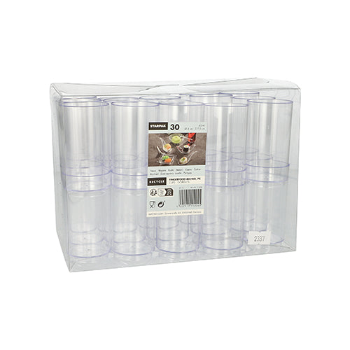 Pack 30 Fingerfood cups 60ml 4x7.5cm crystal clear