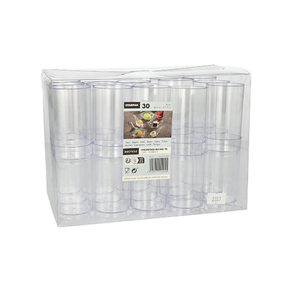 Pack 30 Fingerfood cups 60ml 4x7.5cm crystal clear