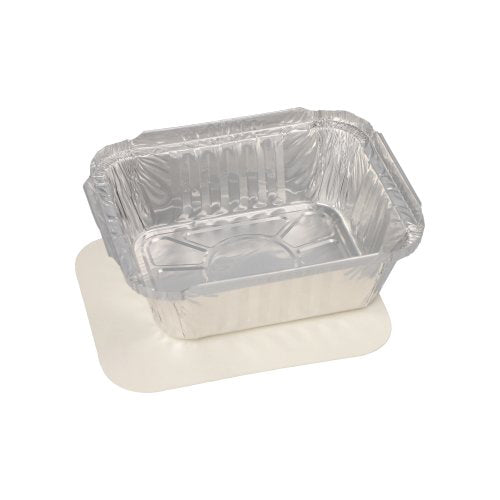 Pack 25 Aluminium Dishes with PE Coated Lids 0.5L 4.2 x 11.4 x 14cm