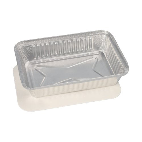 Pack 25 Aluminium Dishes with PE Coated Lids 0.8L 4 x 15 x 21.4cm