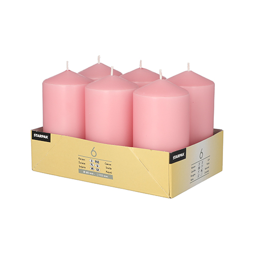 Pack 6 Pillar candles Ø 60 mm · 115 mm
