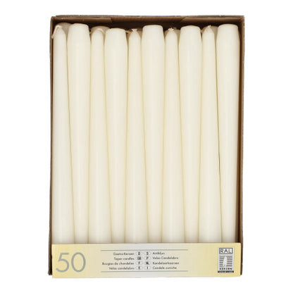 Pack 50 Taper candles Ø 2.2 cm · 25 cm (10 inch)