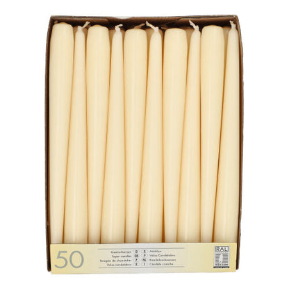 Pack 50 Taper candles Ø 2.2 cm · 25 cm (10 inch)