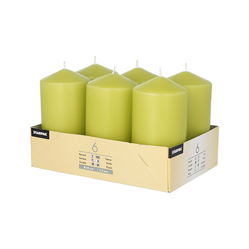 Pack 6 Pillar candles Ø 60 mm · 115 mm