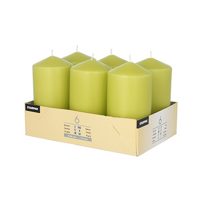 Pack 6 Pillar candles Ø 60 mm · 115 mm