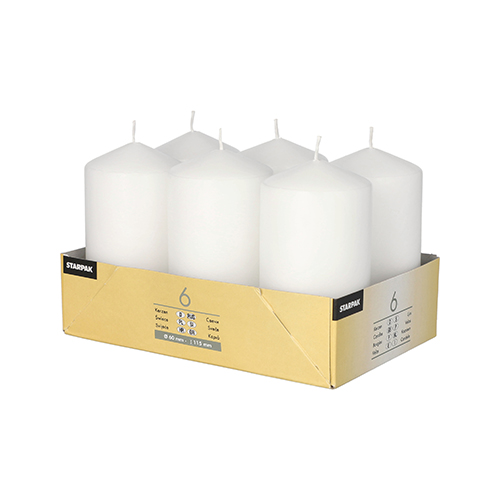 Pack 6 Pillar candles Ø 60 mm · 115 mm
