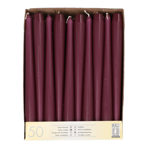 Pack 50 Taper candles Ø 2.2 cm · 25 cm (10 inch)