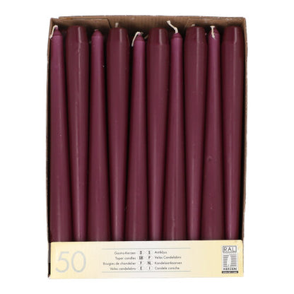Pack 50 Taper candles Ø 2.2 cm · 25 cm (10 inch)