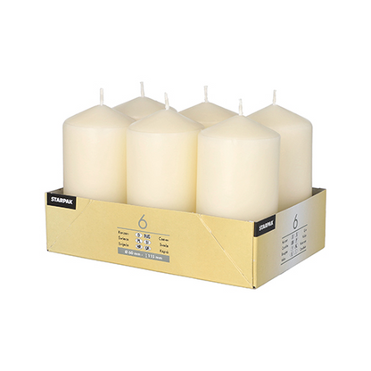 Pack 6 Pillar candles Ø 60 mm · 115 mm