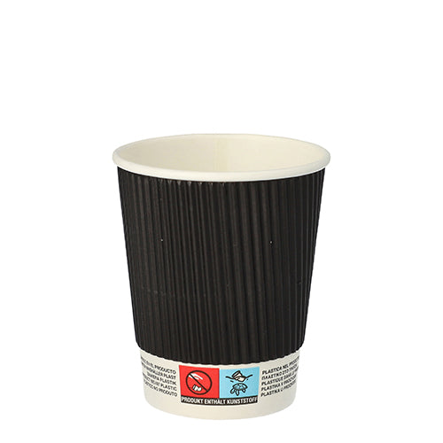 Pack 25 Black Ripple Wall Paper Cups