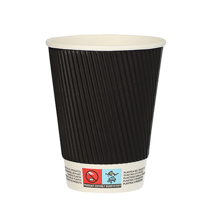 Pack 25 Black Ripple Wall Paper Cups