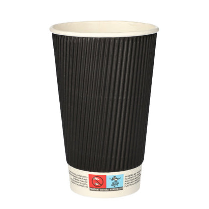 Pack 25 Black Ripple Wall Paper Cups