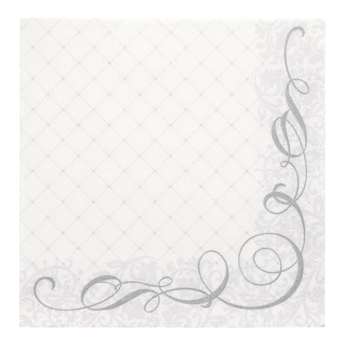 Pack 50 Napkins Royal Collection 1/4 fold 40x40cm silver 'Megan'