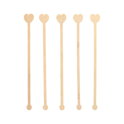 Pack 100 Heart Bamboo Cocktail Sticks 20cm