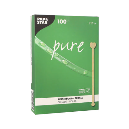 Pack 100 Heart Bamboo Cocktail Sticks 20cm
