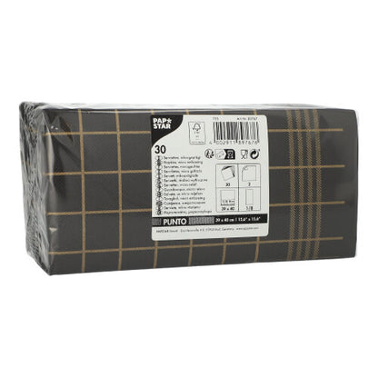 Pack 30 Black & Gold 2-Ply Patterned Napkins