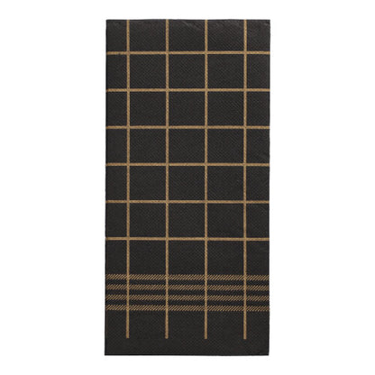 Pack 30 Black & Gold 2-Ply Patterned Napkins