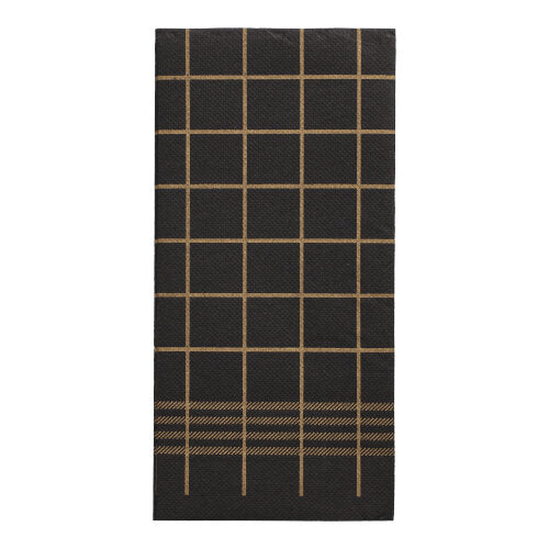 Pack 30 Black & Gold 2-Ply Patterned Napkins