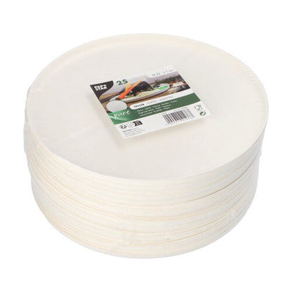 Pack 25 Sugarcane plates round 22x1cm 'Cella'